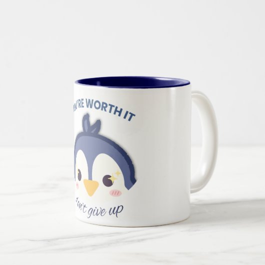 Niedliche Pinguin-Tasse, die es wert ist, nicht au Zweifarbige Tasse (VorderseiteRechts)