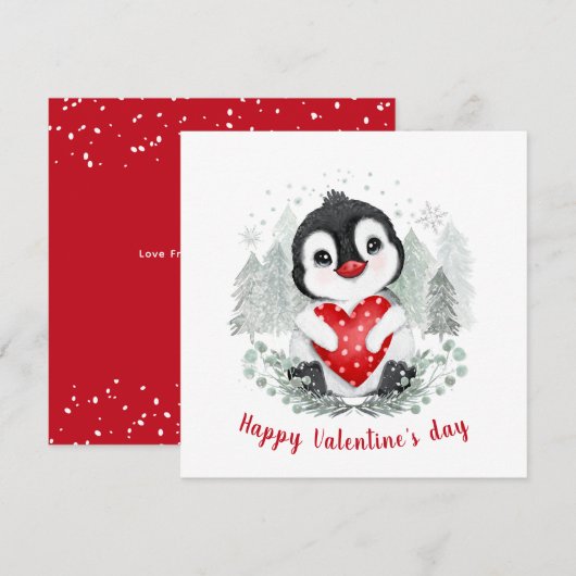 Niedliche Pinguin Valentine Tageskarte Karte (Vorne/Hinten)