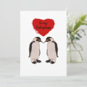 Niedliche Pinguin Valentines Feiertagskarte (Stehend Vorderseite)