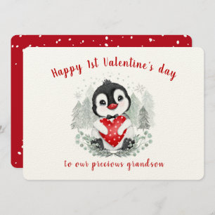 Niedliche Pinguin Valentinstag Vintage Vibes Card Karte