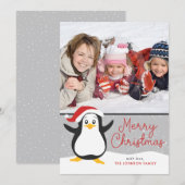 Niedliche Pinguin Weihnachts-Fotokarte Feiertagskarte (Vorne/Hinten)