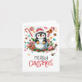 Niedliche Pinguin-Weihnachtskarte Karte (Vorderseite)
