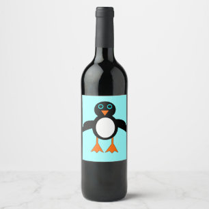 Niedliche Pinguin Weinflaschen Weinetikett