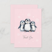Niedliche Pinguin Winter Babydusche Dankeskarte (Vorne/Hinten)