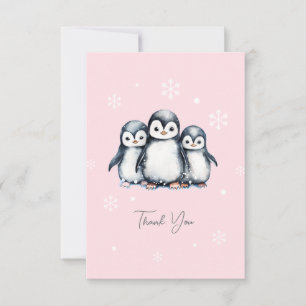 Niedliche Pinguin Winter Babydusche Dankeskarte
