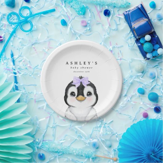 Niedliche Pinguin Winter Babydusche Pappteller (Party)