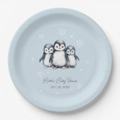 Niedliche Pinguin Winter Babydusche Pappteller (Vorderseite)