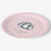 Niedliche Pinguin Winter Babydusche Pappteller (Schrägansicht)
