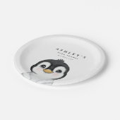 Niedliche Pinguin Winter Babydusche Pappteller (Schrägansicht)