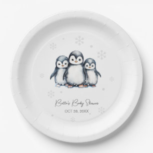 Niedliche Pinguin Winter Babydusche Pappteller