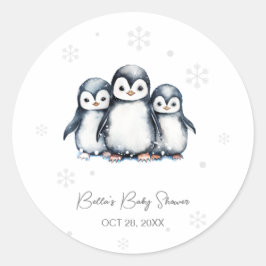 Niedliche Pinguin Winter Babydusche Runder Aufkleber