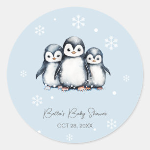 Niedliche Pinguin Winter Babydusche Runder Aufkleber
