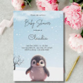 Niedliche Pinguin Winterschnee Kinderdusche Wasser Einladung