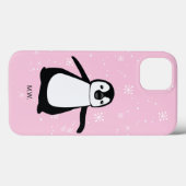 Niedliche Pinguin Winterschneeillustrierung Rosa Case-Mate iPhone Hülle (Rückseite (Horizontal))