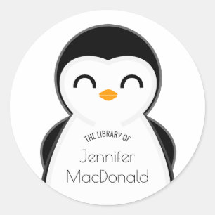 niedliche Pinguinbücher für BUCHZEICHEN Runder Aufkleber