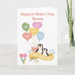 Niedliche Pinguine 1. Muttertag Karte