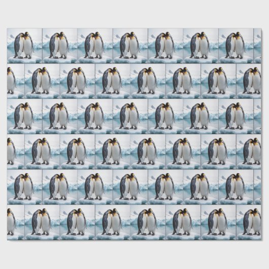 Niedliche Pinguine auf einem Gletscher Geschenkpapier (Flach)