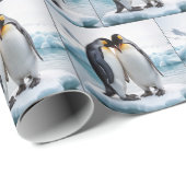 Niedliche Pinguine auf einem Gletscher Geschenkpapier (Rolleneckpunkt)