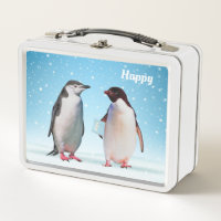 Niedliche Pinguine auf Light Blue Metal Lunch Box
