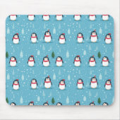 Niedliche Pinguine auf Light Blue mit Schneeflocke Mousepad (Vorne)
