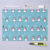 Niedliche Pinguine auf Light Blue mit Schneeflocke Seidenpapier (Handwerk)