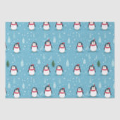 Niedliche Pinguine auf Light Blue mit Schneeflocke Seidenpapier (Vorderseite)