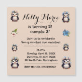 Niedliche Pinguine Bezeichnung zweisprachiger Text Magneteinladung (Vorderseite)