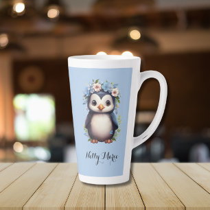 Niedliche Pinguine Blue Individuelle Name & Initia Milchtasse