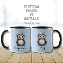 Niedliche Pinguine Blue Individuelle Name & Initia