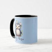 Niedliche Pinguine Blue Individuelle Name & Initia Tasse (Vorderseite Links)