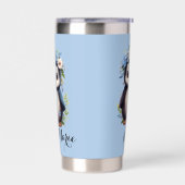 Niedliche Pinguine Blue Individuelle Name & Initia Thermobecher (Links)