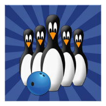 Niedliche Pinguine Bowling Buttone 24x24 Print