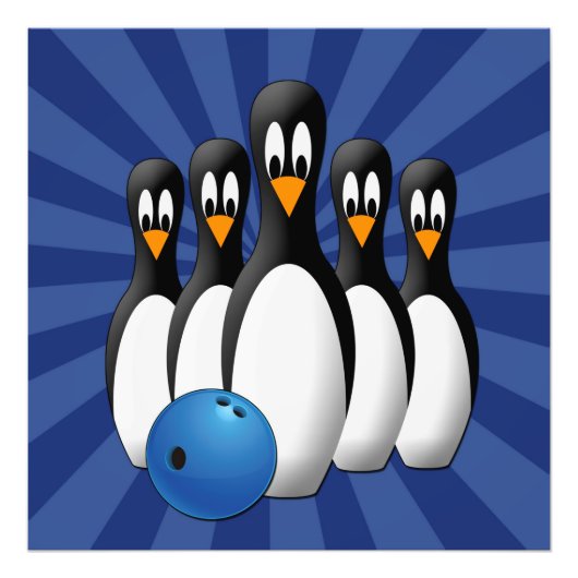 Niedliche Pinguine Bowling Buttone 24x24 Print Fotodruck (Vorne)