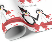 Niedliche Pinguine Braut & Groom Wedding Papier Geschenkpapier (Rolleneckpunkt)