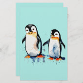 Niedliche Pinguine Briefpapier (Vorne/Hinten)