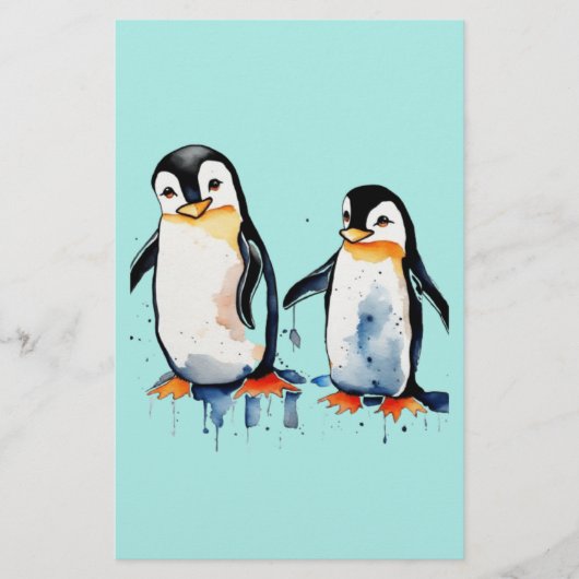 Niedliche Pinguine Briefpapier (Vorderseite)