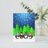 Niedliche Pinguine Carolers Postkarte (Stehend Vorderseite)
