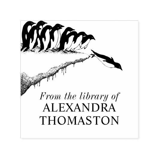 Niedliche Pinguine Cliff Diving Library Name Permastempel (Design)