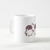 Niedliche Pinguine Couple Holding Flippers Kaffeetasse (Vorderseite Links)