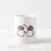 Niedliche Pinguine Couple Holding Flippers Kaffeetasse (Mittel)