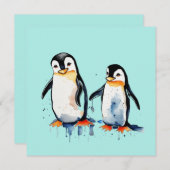 Niedliche Pinguine Einladung (Vorne/Hinten)