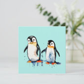 Niedliche Pinguine Einladung (Stehend Vorderseite)