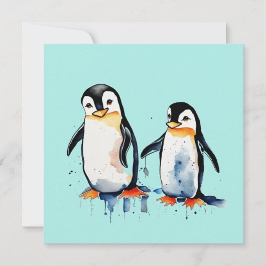 Niedliche Pinguine Einladung (Vorderseite)