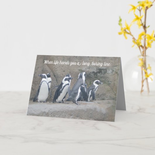 Niedliche Pinguine, Ermutigung oder eigene Worte Karte (Gelbe Blume)