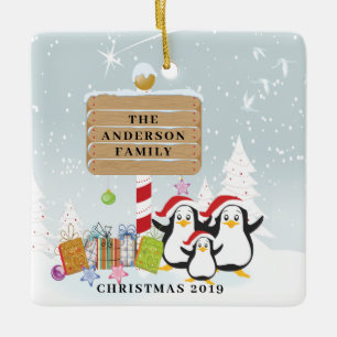Niedliche Pinguine Familie von 3 Weihnachtsschmuck