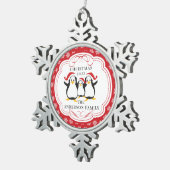 Niedliche Pinguine Familie von 3 Weihnachtsschmuck Schneeflocken Zinn-Ornament (Rechts)