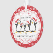 Niedliche Pinguine Familie von 4 Weihnachtsschmuck Ornament (Vorderseite)