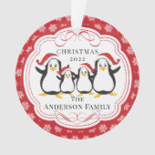 Niedliche Pinguine Familie von 4 Weihnachtsschmuck Ornament (Vorderseite)