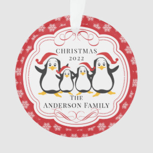 Niedliche Pinguine Familie von 4 Weihnachtsschmuck Ornament