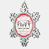 Niedliche Pinguine Familie von 4 Weihnachtsschmuck Schneeflocken Zinn-Ornament (Rechts)